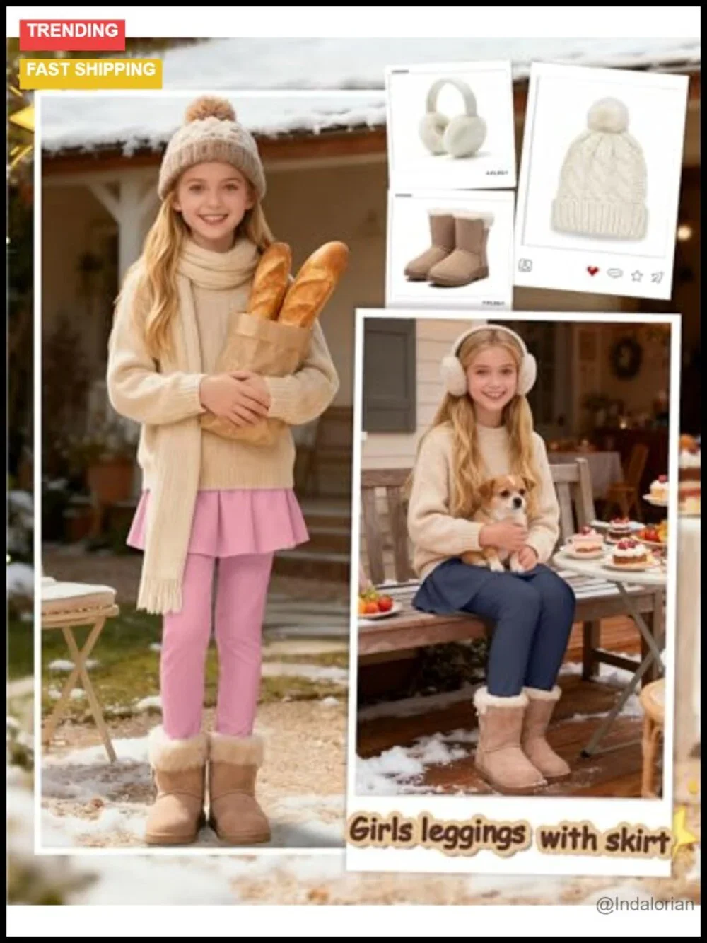 3 Pack Girls Fleece Lined Leggings with Ruffle Skirts Thermal School Uniform